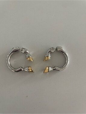 Burberry Silver and Gold Tipped Hoop Earrings